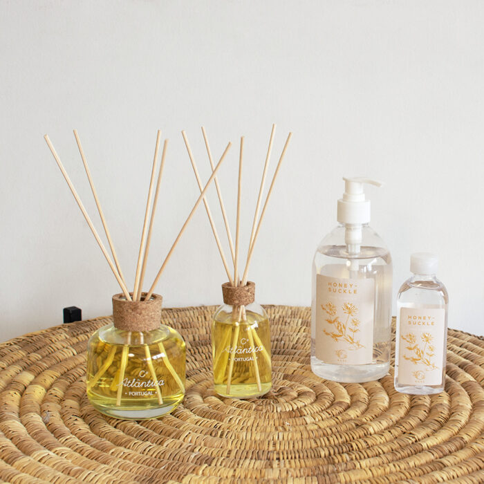 Pack Fresh - Fragrance Diffuser 200ml + Fragrance Diffuser 100ml & Alcohol Gel 500ml + Alcohol Gel 100ml - Honeysuckle