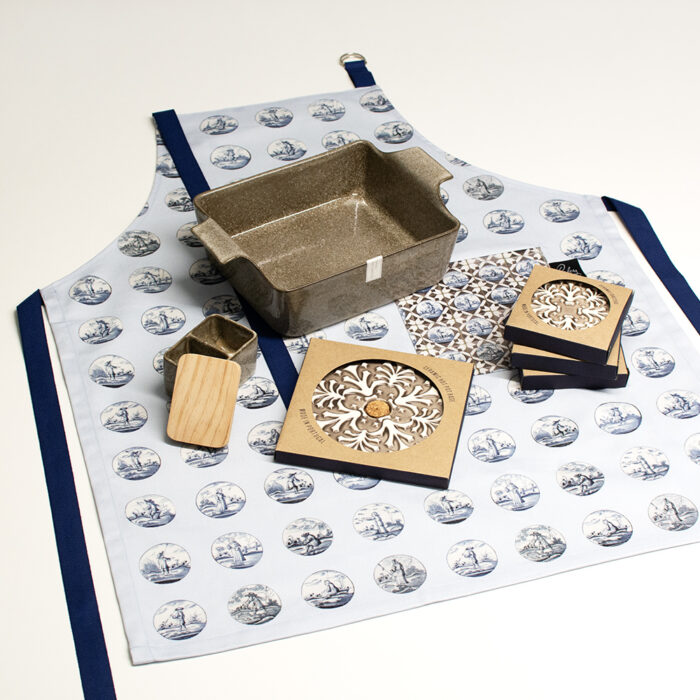 Pack kitchen - avental + assadeira + saleiro-pimenteiro + base de quentes + base de copos