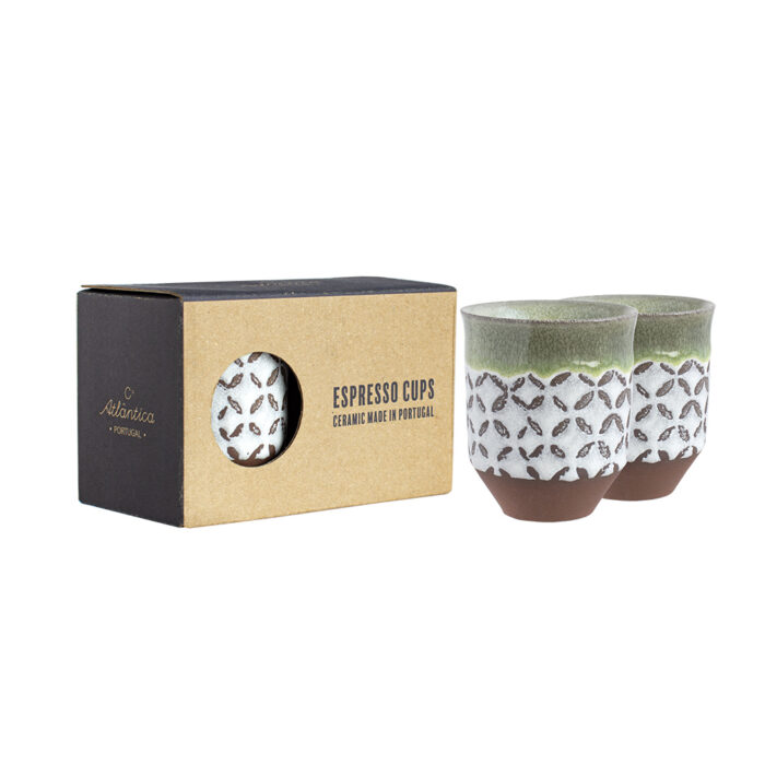 Vaso Café Espresso AROMA - Conjunto de 2 - Verde/Blanco