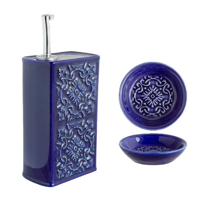 Alternative view of Olive Oil Bottle + 2 Tile Plates AZULEJO
