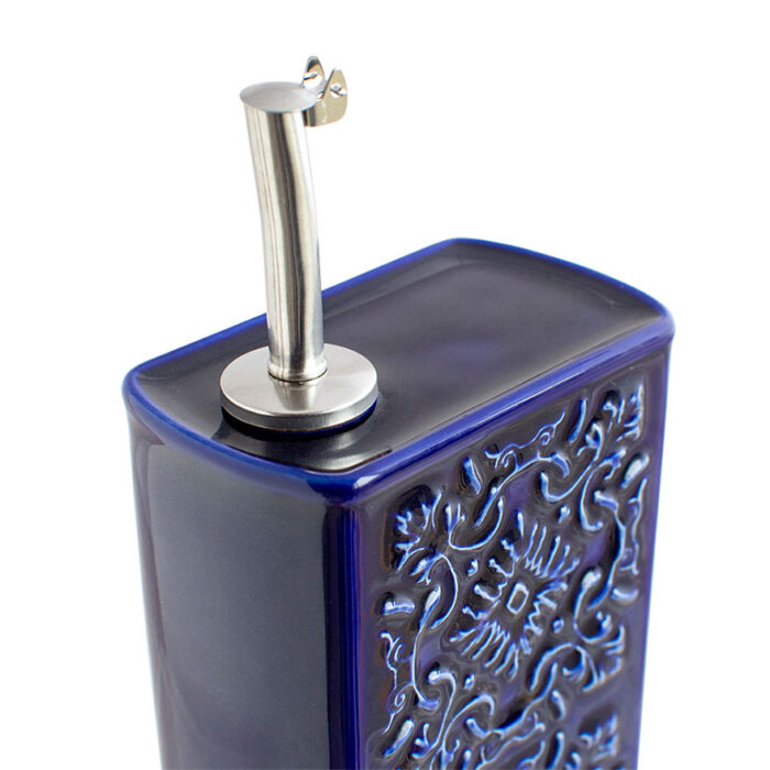 Galheteiro 500ml e Tigelas de Azeite "Azulejo" em Cerâmica- cor Azul 13 Garrafa pratos azeite azulejo pack2