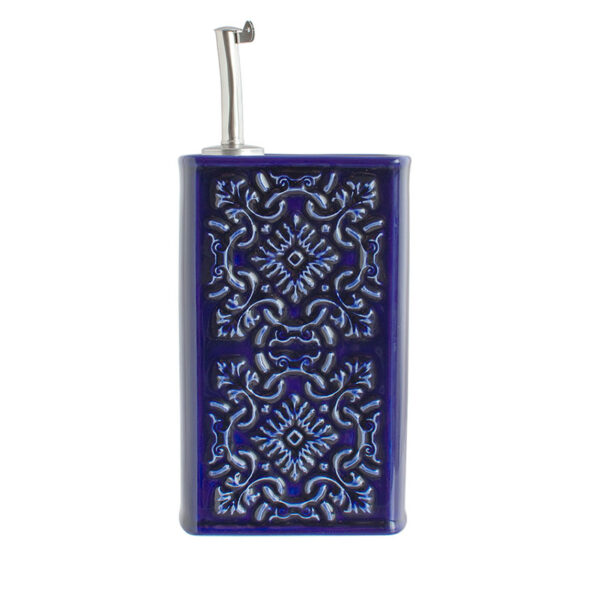 Galheteiro 500ml e Tigelas de Azeite "Azulejo" em Cerâmica- cor Azul 12 Garrafa pratos azeite azulejo pack3