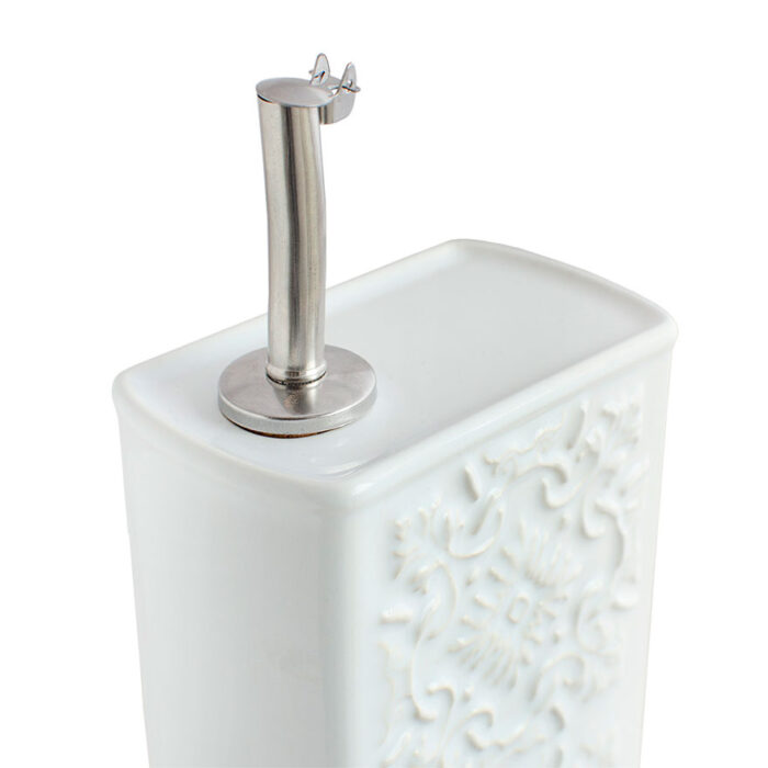 Galheteiro 500ml e Tigelas de Azeite "Azulejo" em Cerâmica- cor branco 12 Garrafa pratos azeite azulejo pack3 branco