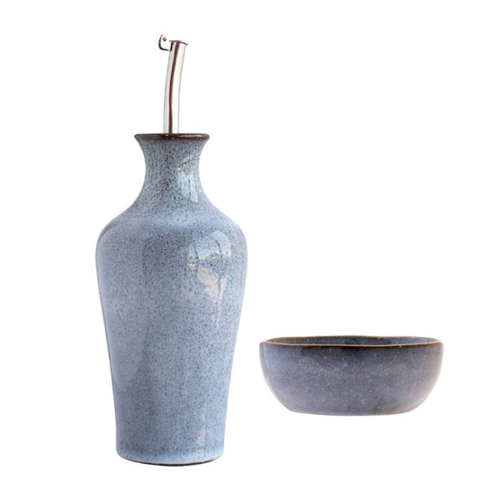 Olive Oil Dispenser + Bowl BREEZY - Blue