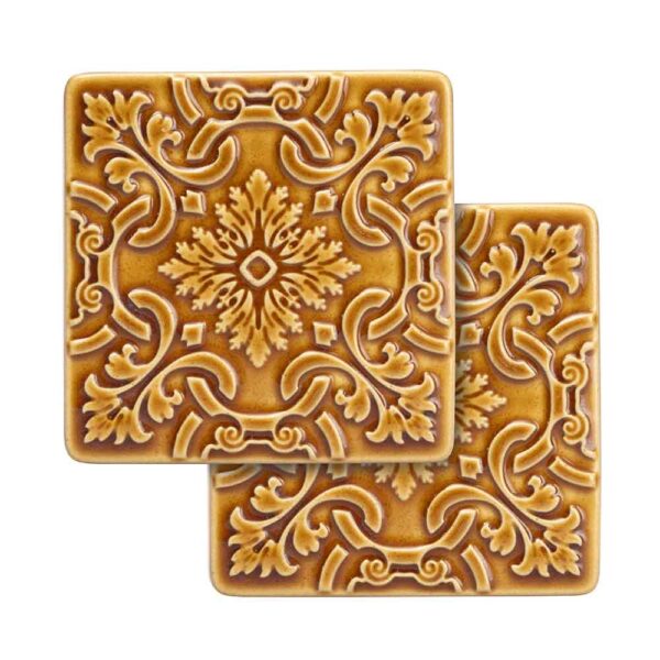 Bases de Copos AZULEJO - Conjunto de 2 - Ocre